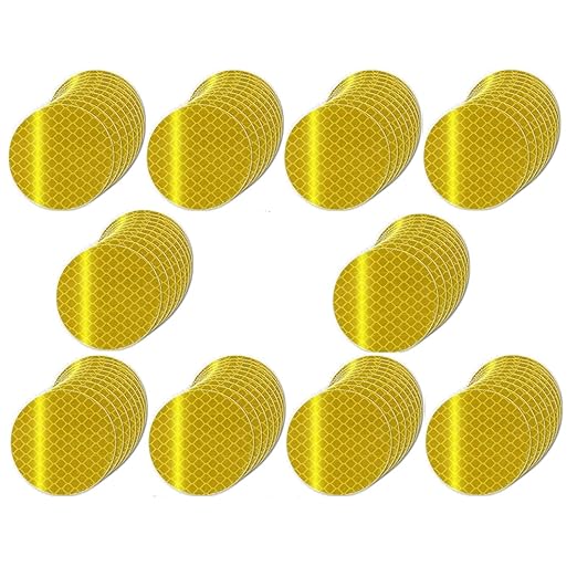 Non Fading Yellow Reflective Stickers 2-inch Diameter Round Reflector, Outdoor Waterproof High Visibility Warning Adhesive Tape (100 Pcs)