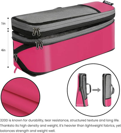 BAGAIL 4 Set/6 Set/8 Set Compression Packing Cubes Travel Accessories Expandable Packing Organizers (Half Mesh, 6-Fuchsia)