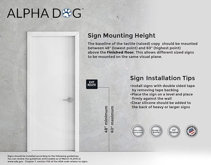 ALPHA DOG ADA SIGNS - Exit Route Sign with Braille for Your Business, 5x6 Inch, ADA Compliant, Indoor or Outdoor, Easy Installation, Made in the USA, Black