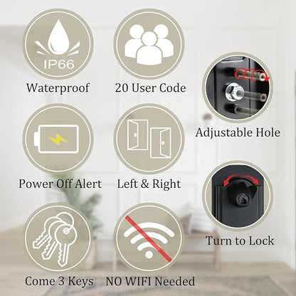 NEWBANG Right-Handed Matte Black Electronic Smart Handleset with Keypad Lock for Double Front Door（Keys Reserved）,MDHST2016DB-E-SET-RH