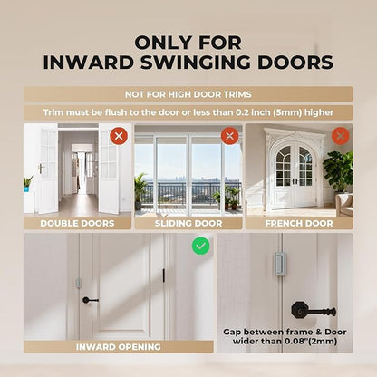 3 Pack Home Security Door Reinforcement Lock, Childproof Safety Door Lock Latch Stopper, Removable Screw-Mounted, Prevent Home Unauthorized Entry, Aluminum Construction, Withstands 800 lbs