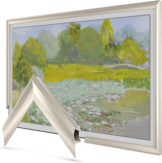 German Silver Prismatic 55" Alloy Deco TV Frame - Compatible ONLY with Samsung The Frame TVs (Fits 2021-2025, LS03A, LS03B, LS03C, LS03D, LS03FA)