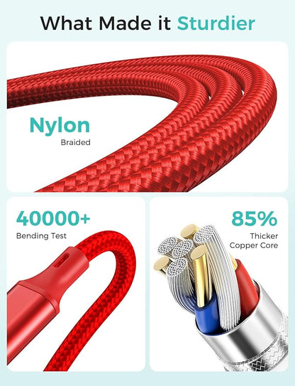 Travel Essentials,4 in 1 for Apple Watch Charger/iPhone Charger/Multi Charging Cable,Vacation RV Camping Essentials,USB C/L/Micro Portable Charger for iWatch 11-1/iPhone 17-12,Car&Gift-Red