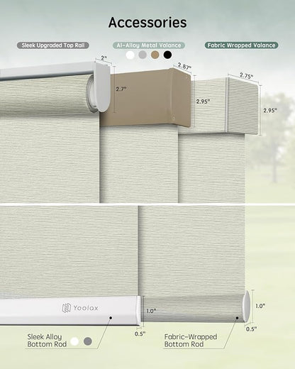 Yoolax Motorized Blinds with Remote, Smart Blinds for Windows Motorized Roller Shades, Automatic Window Shades Compatible with Alexa Custom Size (Light Filtering-Horizontal Beige)