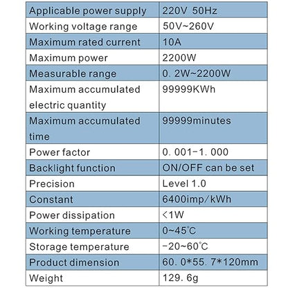 Electricity Monitor, Digital Power Overload Protection LCD Plug in Power Watt Voltage Meter, 8 Display Modes for Energy Saving, Watt Meter Outlet, Energy Consumption Factor, Power Consumption Monitor