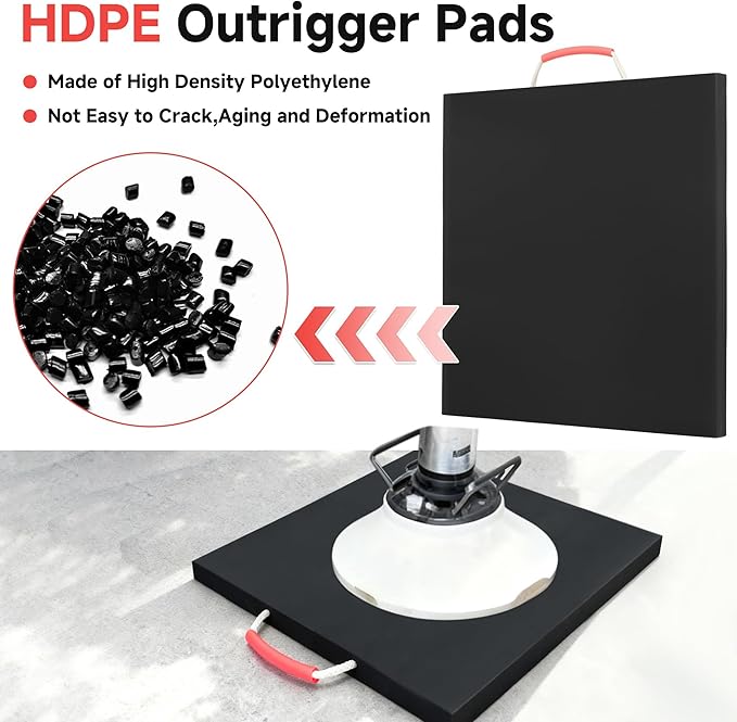 2 Pcs RV Outrigger Pads, 18" x 18" x 1" Non-Slip Rv Stabilizer Jack Pads with Handle, Heavy Duty Rv Pads for Leveling Jacks Blocks for Truck Trailer Crane Wrecker Service Truck, Black