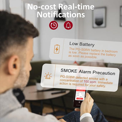 1 Pack Interconnected Smart Smoke Detector Smoke Alarm Bluetooth Real-Time App Alerts, Wi-Fi Smoke Detector Fire Detectors for Home Connectivity & 10-Year Battery Life & Multi-User Binding