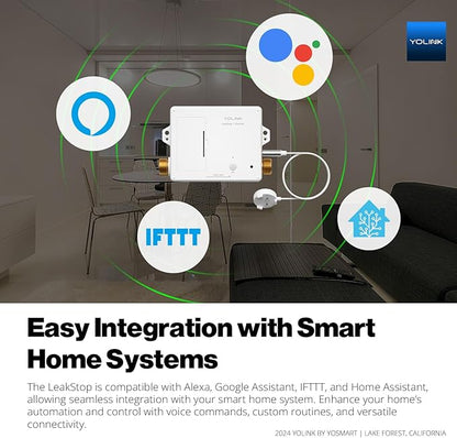 YoLink LeakStop 1-Channel for Toilets/Sinks, Auto Shutoff Valve & Leak Detector, Real-Time Monitoring, LoRa Long-Range, 2 AA Up to 5-Year Battery, App/SMS/Email Alerts – Hub Required