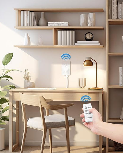 Remote Control Outlet, WILAWELS Wireless Remote Light Switch, Expandable Electrical Outlet Switch for Lamp, Light, Fan, Appliance, 100ft RF Range, FCC Listed, 1 Remote + 3 Outlets W02RC1306