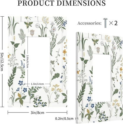 Decorative Outlet Covers Floral Green Leaf Plant Flowes 1 Gang Single Rocker Light Switch Cover Plate Wall Plates Gfci Faceplate For Bed Room Farmhouse Decor