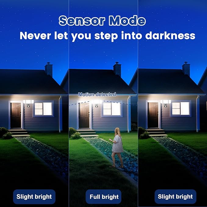 EMANER Smart Security Light Motion Sensor, Compatible with Alexa/Google Home, Adjustable Color Temperature, App Controlled WiFi Flood Light 2800LM Dimmable for Garage Driveway Porch (Black, 1-Pack)