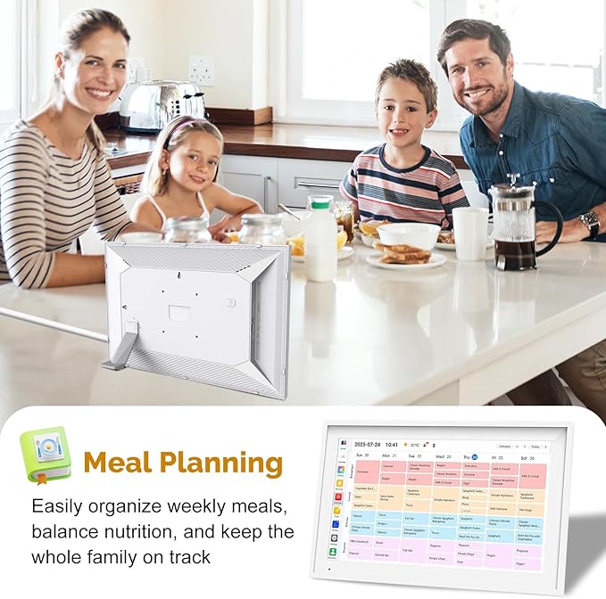 15.6 Inch Digital Calendar Wall Touch Screen Chore Chart, 64GB Electronic Calendar + 1080 FHD Smart Family Planner, Wall and Desk Mountable