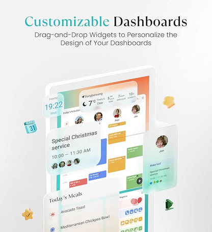 Cozyla Mate Digital Calendar+ 2: 32 Inch Wall Touch Screen Chore Chart Customizable Dashboard Smart Electronic Calendar for Family Schedules Meal Planner Supports All Google Play Apps Wall Mount White