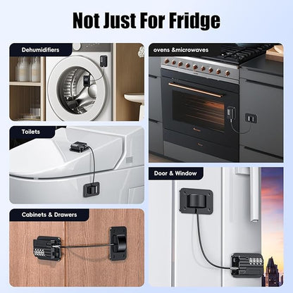 Upgraded Refrigerator Combination Locks- Changeable Password Fridge Locks for Kids, Toddlers and Children, Child & Baby Proofing Safety Door Lock for Cabinet and Drawers Windows(Black-2 Pack)