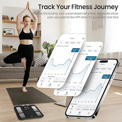 Smart Scale for Body Weight 8-Electrode Digital Weight Scale for Body Fat Bathroom Scale with BMI Full Body Composition Analysis with Bluetooth Health Monitor for Weight Loss, 400lb