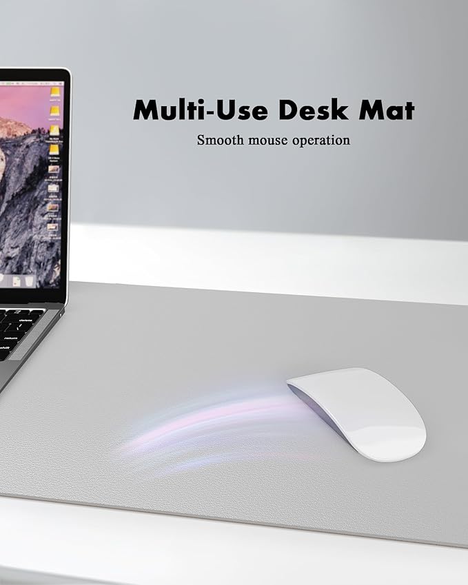 YSAGi Double-Sided Desk Pad, Leather Desk Mat, Eco Cork Desk Pad Protector, Large Mouse Pad for Desk, Waterproof Desk Blotter Pad, Desk Writing Pad for Office Work/Home (Grey+Cork, 47.2" x 23.6")