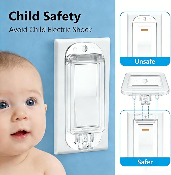 2 Pack Light Switch Guard Cover Child Safe Wall Switch Cover Guard for Rocker Light Switches Electrical Outlet Receptacle Covers Guard