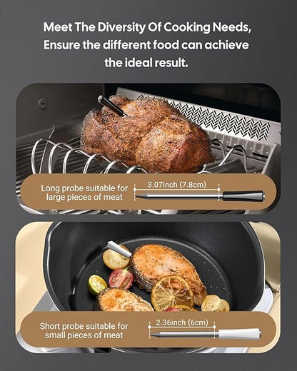 Wireless Meat Thermometer Dual Probes for Smoker, Fitflavor 5G WiFi Meat Thermometer Bluetooth Thermometer for Grill BBQ, Smart Meat Probe for Food Cook Oven Grilling Rechargeable