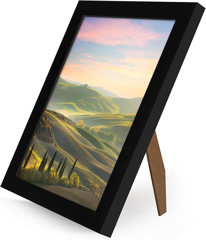 Americanflat 8x9 Picture Frame with Shatter-Resistant Glass - Signature Collection - Gallery-Style Frames Made of Engineered Wood - Photo Frame for Tabletop and Wall Display - Black