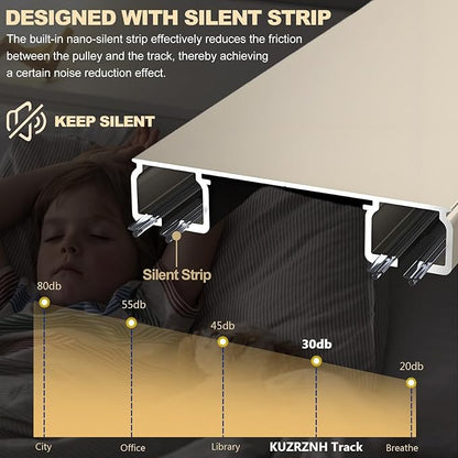Double Curtain Track Ceiling Mounted, Heavy Duty Aluminum Sliding Rails for Curtains, Silent Double Curtain Track System for Drapes Room Dividers Living Room Bedroom (White,4.1m(13.5ft))