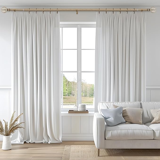 2 Pack Boho Wood Curtain Rods for Windows 66 to 120 inch,1" Adjustable Heavy Duty Window Curtain Rod with Imitation Wood Grain Finials,Rustic Decorative Drapery Rods Set 36-120'',Weathered Wood