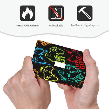 Decorative Light Switch Plate Covers Gamepad Theme Graffiti 1 Gang Light Switch Cover Plate Single Toggle Wall Plate Outlet Covers Faceplate for Game Room Bedroom Decor （2 Pack）