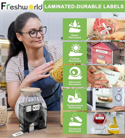 Freshworld Compatible with Dymo D1 Label Tape 1/4 Inch 43613 S0720780 Label Maker Refills d1, Black on White 6mm Refills, for LabelManager 160 210D 260P 280 360D Printer COLORPOP, 23 Ft, 6-Pack