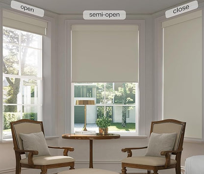 LazBlinds No Drill Blinds for Indoor Windows, Blackout Roller Shades, Cordless Window Blackout Blinds, Thermal Insulated Fabric UV Protection for Home and Office, 22.5" W x 72" H, Cream