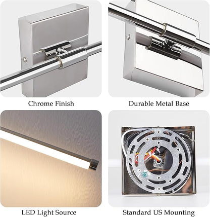 LED Wall Sconce with Remote Control, LED Wall Light, 5 Colors 3000K-6500K & Dimmable, Hardwire Wall Lamp for Living Room, Bedroom, Chrome