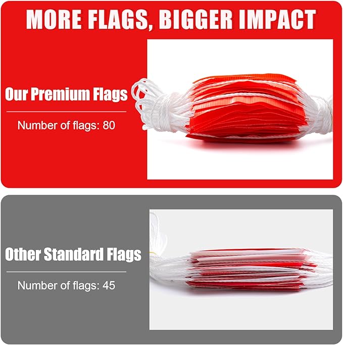 Safety Warning [Enhanced Density] Pennant Banner Flag Sign – 105FT OSHA High Visibility,11 * 7 Inches Colored Triangle Signs for Construction Zones, Roadwork, and Hazard Areas(ORANGE,80PCS,105FT)