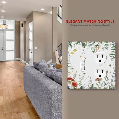 Wallplates Sage Plant Red Mushroom Butterfly Wild Flower 1 Toggle 1 Duplex Switch Plate Electrical Gfci Faceplate Decorative Light Switch Covers For Bed Room Kids Room Decor