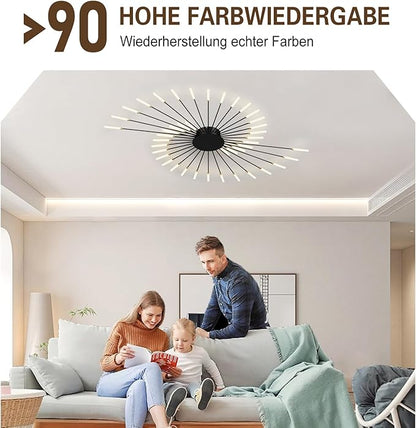 Modern Ceiling Light Flower Shape, Metal Firework Ceiling Lamp with Plug-in LED Source, Lighting Fixture for Living Room Dining Room Bedroom, Natural Light