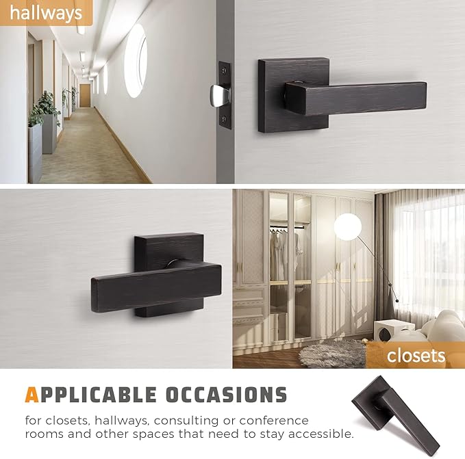 KNOBWELL Heavy Duty Leversets with Oil Rubbed Bronze Finish, Interior Door Handles Set, Passage Door Lever Hall and Closet Door Handle, Left or Right Handing, 5 Pack 2.07 lb One Lever