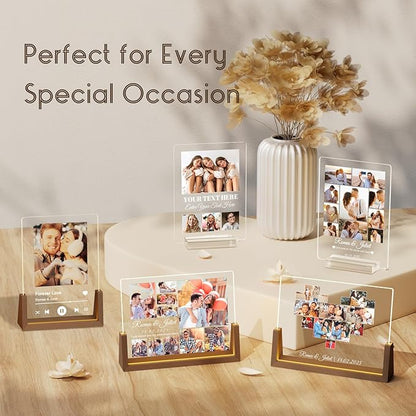 Photo Decorative Plaque Personalized Gifts, Custom Gifts for Him Her, Customized Picture Frame for Boyfriend Girlfriend Couples Wife Women on Anniversary Birthday