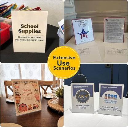 3 Pack Acrylic Sign Stand Holders, 8.5 x 11 Clear Plastic Table Paper Display Stand, Suit for Displaying Posters, Picture, Flyers, Menu