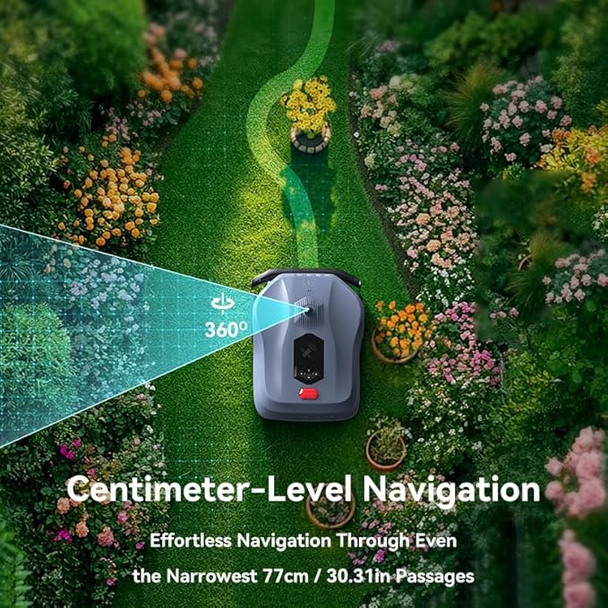 Neomow X LE Robot Lawn Mower Perimeter Wire Free for 0.37 Acre 3D LiDAR SLAM+Vision Mapping Robotic Lawnmower with 4G, No RTK Station Required, AI Accurate Obstacle Avoidance, App Control, Anti-Theft