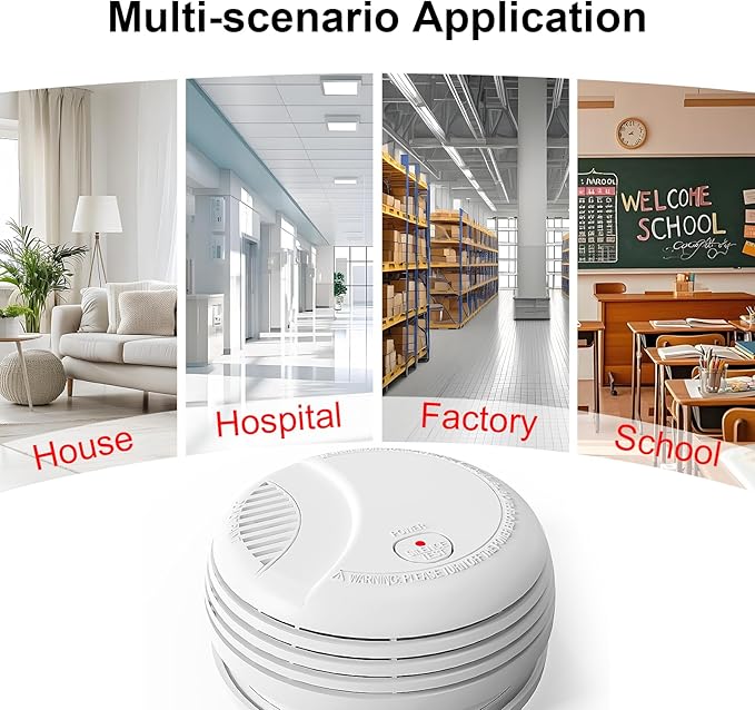 2 Pack Wireless Smoke Detectors for Home,Photoelectric Wireless Fire Alarms 10 Year Battery Powered Design (not Included),Portable Operated for Travel,Attic Fire Alarm Universal RV Smoke Detector