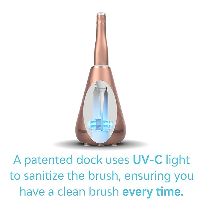 Tao Clean UV Sanitizing Sonic Toothbrush and Cleaning Station, Electric Toothbrush, Dual Speed Setting, Rose Gold