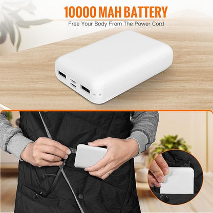 Battery Operated Heated Blanket, Fast Heating Wearable Wireless Heated Shawl Throw, Water-Resistant Cordless Electric Blanket with Power Bank for Camping, Outdoor, Stadium, Winter Warm Gift(Black)