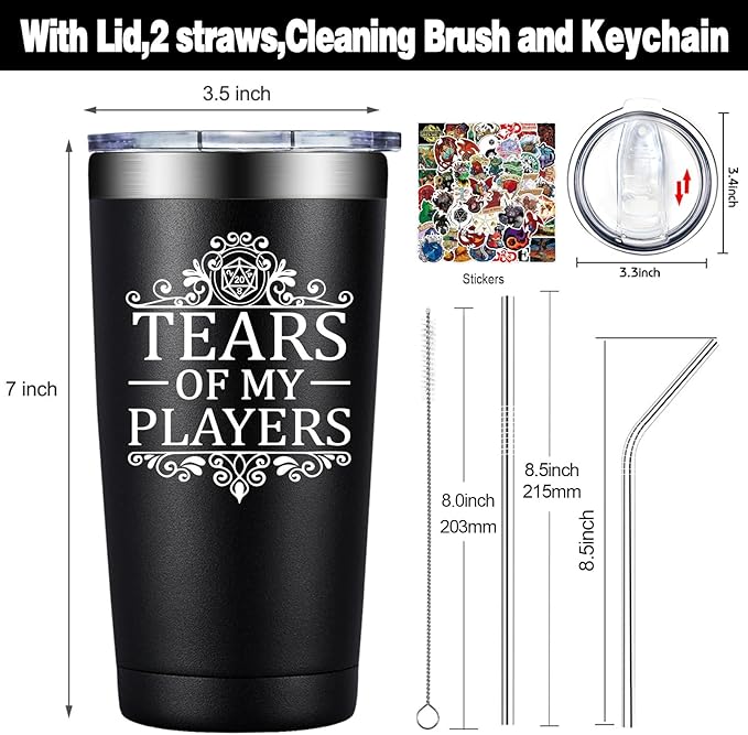 Dungeons and Dragons Gifts - Tears of My Players - Dungeon Master Christmas Birthday Gifts for Him Dnd Lovers - 20oz Dnd Tumbler