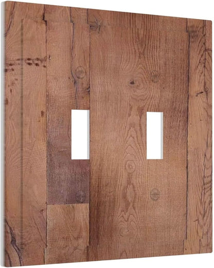 Rustic Brown Dark Wood Texture Printing Decorative Switch Plates 2 Gang Double Toggle Outlet Light Switch Cover Wall Plate Electrical Faceplate For Farmhouse Cabin Decor