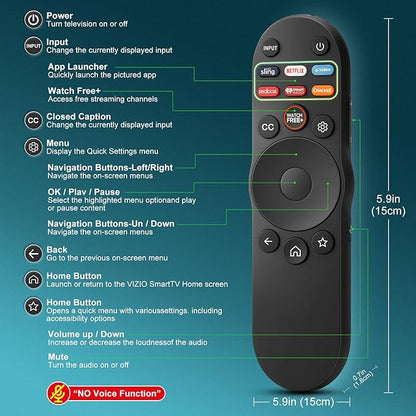 Universal Remote Control for Vizio Smart TV XRT270 XRT260 XRT140 XRT136 FHD 4K QLED UHD Smartcast Quantum Pro D/E/PX/P/M/V Series TV Remotes Replacement