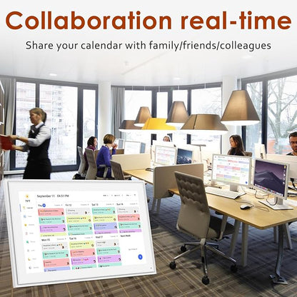 Digital Calendar 15.6 Inch, Electronic Calendar Chore Family Schedules, Smart Weekly and Monthly Planner, 1920 * 1080P IPS Touchscreen Interactive Display - Wall Mount White