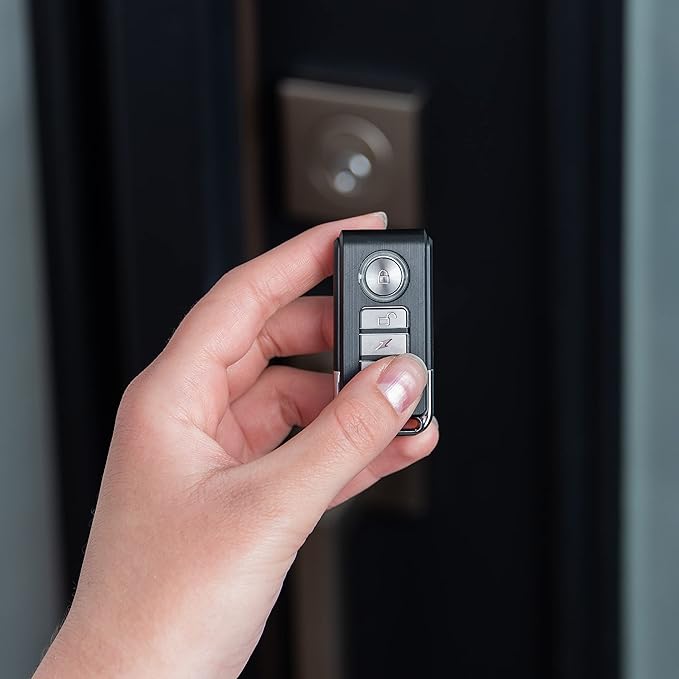 SABRE Door or Window Alarm With Remote, 120dB Alarm, Audible Up To 750-Feet (230-Meters), 4 Adjustable Settings, Arm and Disarm From A Distance, Battery Operated, No Wiring Required, Easy to Install