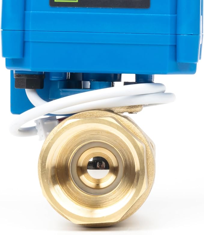 U.S. Solid Motorized Ball Valve with Manual Function - 1" Brass, Standard Port, 85-265V AC, 2-wire Automatic Return, Normally Closed