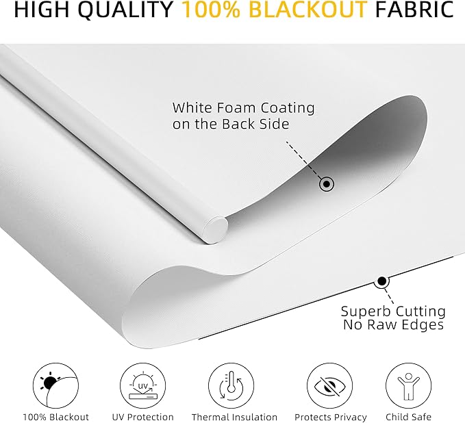 ChrisDowa Cordless Blackout Roller Shades for Windows, Thermal Insulated UV Protection Pull Down Shades, Total Blackout Window Blinds for Home, Office, Bedroom, Door (41" W x 72" H, White)