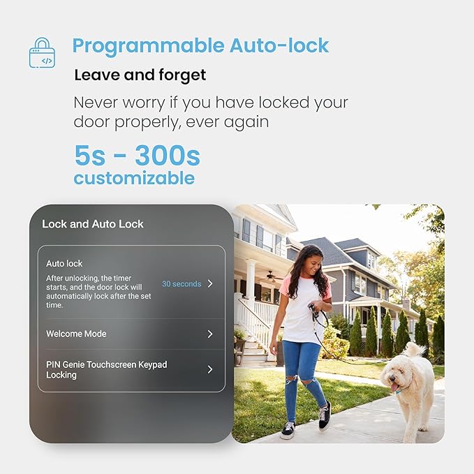 Lockly Secure Pro Smart Deadbolt, Wi-Fi Smart Lock, Keyless Entry with PIN Genie® Keypad, 3D Biometric Fingerprint, Auto Lock, Rekeyable-Satin Nickel