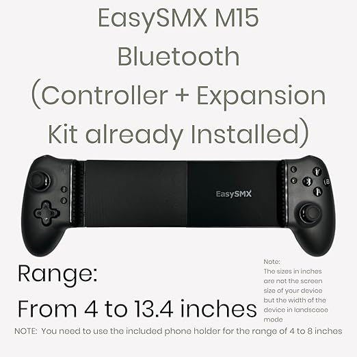 Moded Tablet Controller Easy SMX M15 Bluetooth (Controller + Expansion kit already installed + Case) It can hold tablets with screens up to 15 inches. (Extended Range 4 to 13.4 inches) (Control+Kit+Case)