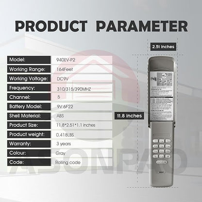1 for 940EV-P2 940ESTD Wireless Universal Chamberlain LiftMaster Craftsman Garage Door Keypad, Security+2.0 MyQ【3-Year-Warranty】