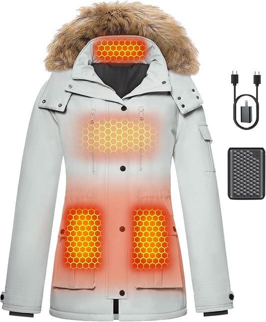 Graphene Heated Jacket for Women with Large Capacity Battery Pack Waterproof Windproof